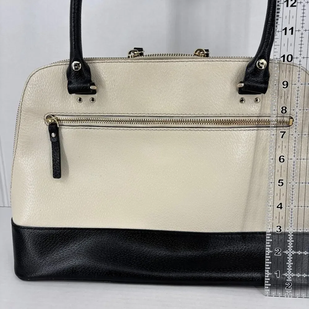Kate Spade Rachelle Berkeley Satchel‎ Handbag Cream Black Leather Double Handle